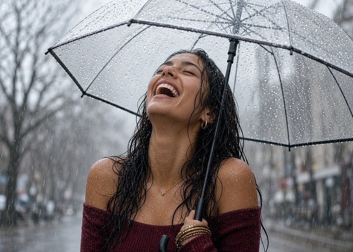 خندیدن زیر یک چتر شفاف